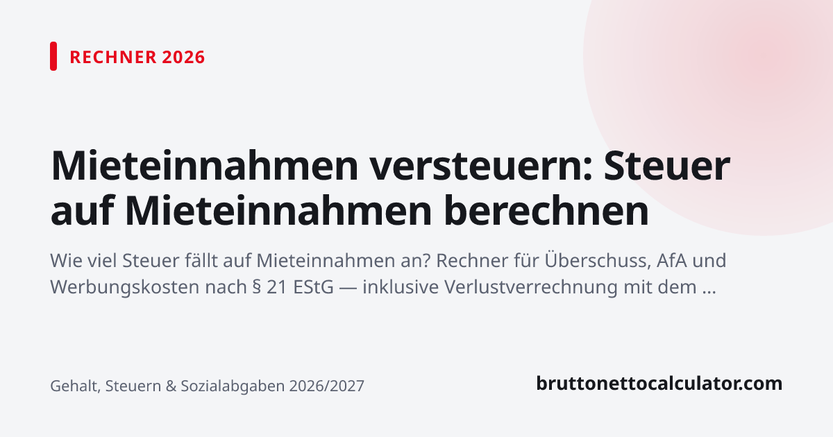 Grafik: Mieteinnahmen versteuern: Steuer auf Mieteinnahmen berechnen