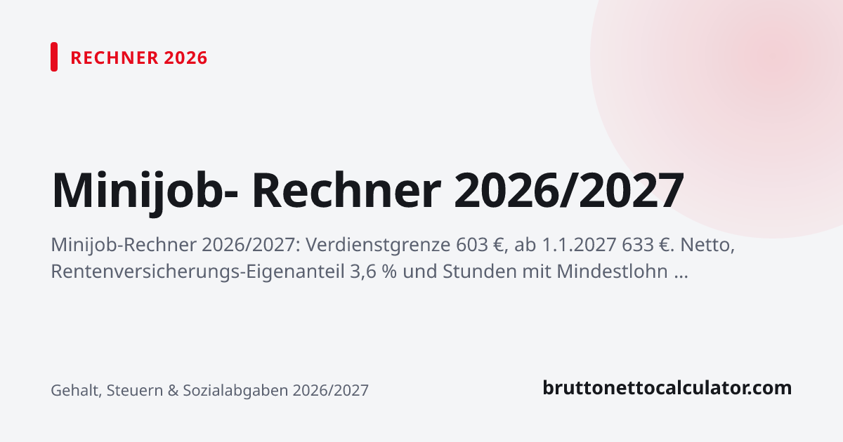 Grafik: Minijob- Rechner 2026/2027
