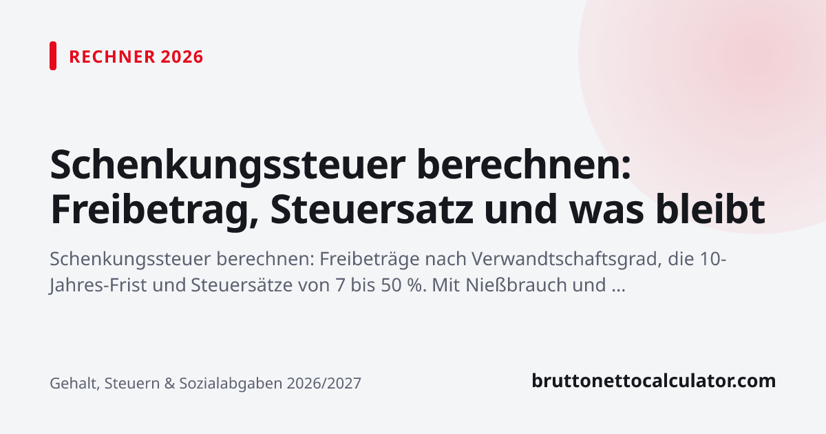 Grafik: Schenkungssteuer berechnen: Freibetrag, Steuersatz und was bleibt
