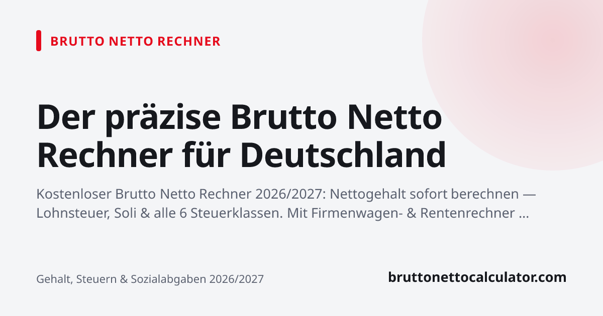 Grafik: Brutto Netto Rechner 2027 & 2026 für Deutschland
