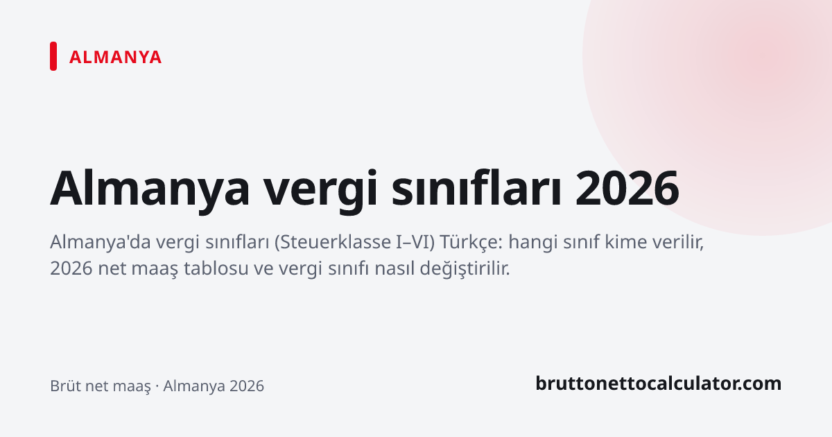 Grafik: Almanya vergi sınıfları 2026